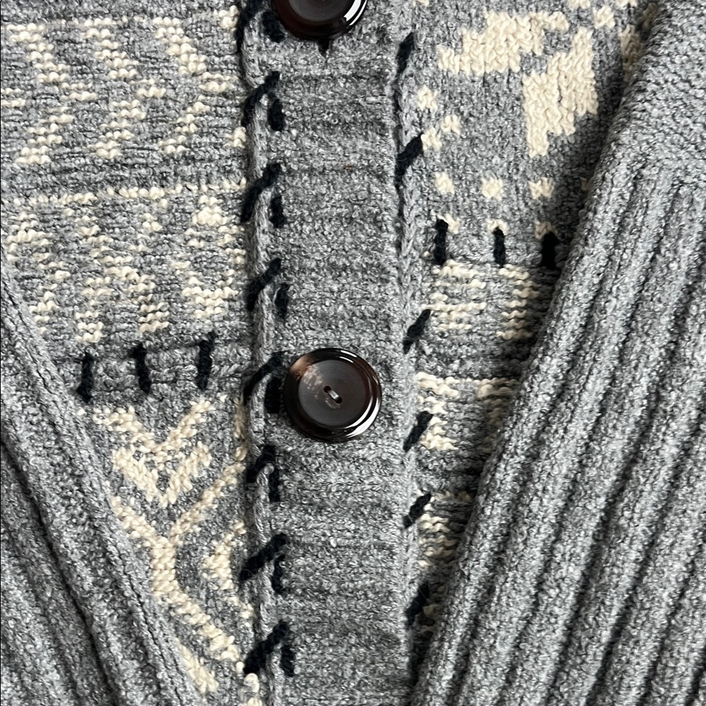 NWT J. Jill Gray Patterned Hooded Cardigan Size Small - Picture 3 of 8